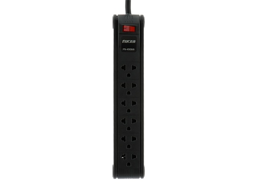 [RYU-FOR-076] Regleta Forza Negra - 6 Tomacorrientes, 110V/220V, switch, 1680W, NEMA 5-15P. PS-1006B