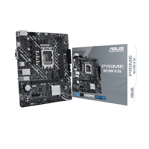 [I12-ASU-008] Tarjeta Madre Asus Intel Prime H610M - LGA1700, Intel H610, 2x DDR4 3200Mhz(OC), PCI-Express 4.0, VGA, HDMI, USB 3.2, M.2, ASUS LANGuard 1Gb. PRIME H610M-K D4