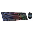 Teclado Argom - Combo de teclado y ratón óptico gaming, iluminación arcoiris, 800 DPI, Negro ARG-KB-2051BK