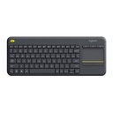 Teclado Logitech K400 PlusTV - Teclado inalámbrico con touchpad multitoque, Receptor Unifying USB hasta 10m, Español 920-007123