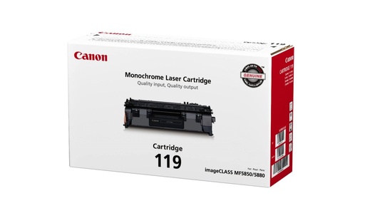 [TDC-CAN-113] Tóner Canon 119 - Para impresora modelos LBP6300/6650/6670, MF5850/5880/6160/6180, 2,100 páginas, color negro. 3479B001AA
