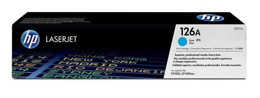 [TDH-HEW-181] Tóner HP 126A (CE311A) - Para impresora color LaserJet CP1025 series, rendimiento 1000 páginas, color cian.