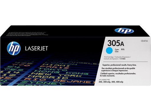 [TDH-HEW-233] Tóner HP CE411A - Para impresora LaserJet Pro Serie M451/475, rendimiento hasta de 2600 páginas, color cian(305A).