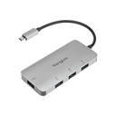 Hub Targus ACH226BT - USB-C a USB-A 3.0 de 4 Puertos, Compatible con Windows y Mac Os, Plateado