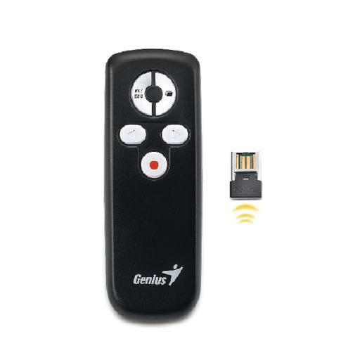 [RAT-GEN-169] Presentador inalámbrico con puntero láser Genius Media Pointer 100 - Alcance hasta 10m, Receptor USB, 5 Botones 31090015100