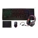 Kit Gamer 5 En 1 Eagle Warrior Rhino, Teclado, Mouse, Audifono, Mouse Pad y Adaptador de audio para consolas y celulares. 1RHINOBEGW
