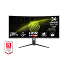 Monitor Curvo Gaming MSI - 34", (3440 x 1440) UWQHD, 180Hz, 1ms, 21:9, 3000:1, 1x DisplayPort, 2x HDMI, Negro. MAG 342CQR E2