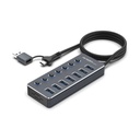 HUB Argom ARG-UB-0191 Tipo C/USB 3.0 2 en 1 de One Axess con 7 puertos USB 3.0, Velocidad de transferencia de datos de 5 Gbps. ARG-UB-0191