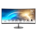 Monitor Curvo PRO MSI - 34", 2k (3440 x 1440) UWQHD, 100Hz, 1ms, 21:9, 3000:1, 2x HDMI™ 2.0 (FHD@120Hz), 1x DisplayPort 1.2a, Color: Negro. PRO MP341CQ