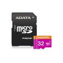 Tarjeta de Memoria Micro SD A-DATA microSDXC/UHS-I clase 10 - Capacidad 32GB, hasta 80MB/s Lectura, 25MB/s escritura, adaptador SD. AUSDH32GUICL10A1-RA1