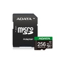 Tarjeta de Memoria A-DATA microSDXC UHS-I U3 Speed plus - Capacidad 256GB, Clase 10 ( A2, V30) hasta 180MB/s Lectura, 160MB/s escritura. UD256GUI3V30A2SP-RA1