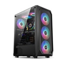 Caja HUNTER - Para ATX/ MICRO ATX/ MINI ITX, conectores 1x USB 3.0, conectores 2x USB 2.0, 3x abanico de 120mm ARGB Frontal (No incluido), 1x abanico de 120mm atrás (No incluido), color negro. HUNTER-V