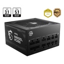 Fuente de Poder MSI MAG - Potencia de 850W, ATX 3.1, PCIe 5.1, 1x ATX (20+4 PINES), 2x EPS (4+4 PINES), 4 x PCI-E (6+2 PINES), 1x PCI-E (16 PINES), 8 x SATA, 4 x MOLEX (Periférico) , 1 x FDD, 80 plus gold. MAG A850GL PCIE5