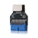 Adaptador para Tarjeta Madre - Adaptador de panel frontal USB 3.0 (USB3.1 Gen 2) Cabezal interno (19 pines) a USB 3.1/3.2 Tipo-C (20 pines). N01