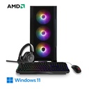 Computador Ryzen 5 Gaming - AMD Ryzen 5 5600X 4.6 GHz Turbo, AMD Radeon RX7600 8GB DDR6, Memoria RAM 16GB (2X8GB) DDR4 3200Mhz RGB, Disco SSD 1TB M.2 Nvme, Teclado (RGB), Mouse, Audífonos Gaming, Incluye MousePad, Windows 11 Pro Español - MJK Gaming Ryzen 5
