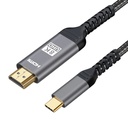 Cable Audio/Video Tipo C a HDMI 2.1 - 8K de alta definición, 48 Gbps (8K a 60 Hz, 4K a 120 Hz) forrado en Nylon, Color: negro, 6 pies. FY-H-4004-2M