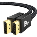 Cable Audio/Video DP 2.1 O.E.M. - Displayport UHBR10, 16k@30Hz, 8K@120Hz, 4K@240Hz, 40Gbps, 8K a 60hz sin compresión, Forrado en Nylon, Color: Negro, 6 pies. FY-H-4007-2M