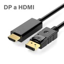 Cable Audio/Video DP a HDMI - Display Port to HMDI UHD, cobre puro + PVC, Color: negro, 6 pies. FY-3002-1.8MT