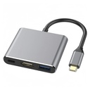 Hub 3 en 1 - USB 3.0 Tipo C macho a USB 3.0 + Tipo C + HDMI, 3 in 1 hub, PD 60W. FY-D-7040
