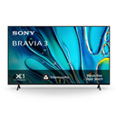 Televisor Smart TV 55" Sony, BRAVIA 3 | 4K HDR Processor X1™ | 4K Ultra HD | Alto rango dinámico (HDR), color negro. K-55S30
