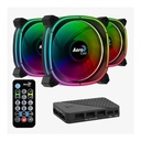 Abanico Aerocool Astro 12 Pro - 3x Ventiladores ARGB 120mm, 1 Concentrador de Control H66f, Control Remoto, Color Negro. Acf3-At10217.02