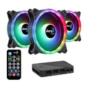 Abanico Aerocool Duo 12 Pro - 3x Ventiladores ARGB 120mm, 1 Concentrador de Control H66f, Control Remoto, Color Negro. Acf3-Du10227.11