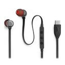 Audifono JBL Tune 310C - Auriculares intra auditivos con cable de alta resolución, cable plano sin enredos, Tipo C, Negro. JBLT310CBLKAM