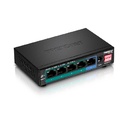 Conmutador (Switch) TRENDnet TPE-LG50 - Gigabit PoE+ largo alcance, 4x gigabit PoE+, 1x gigabit, PoE+ 200m, montaje en pared, color negro.